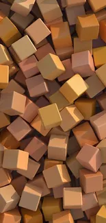 Abstract 3D cubes in orange tones for mobile wallpaper.