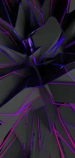 Abstract geometric dark wallpaper with purple and blue accents.