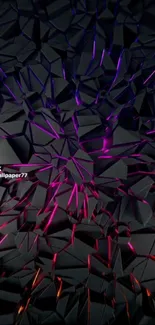 Dark abstract geometric wallpaper with neon highlights