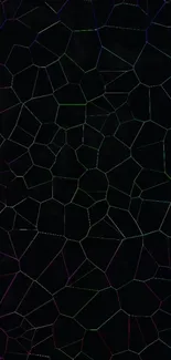 Abstract dark wallpaper with geometric neon lines on a black background.