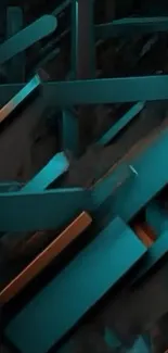 Abstract 3D geometric wallpaper with teal hues.