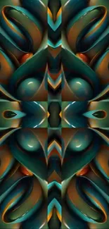 Abstract geometric wallpaper with dark teal patterns.