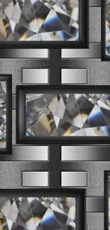 Abstract geometric wallpaper with diamond pattern design.