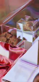 Abstract geometric glass shapes with vibrant reflections.