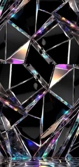 Geometric abstract glass design with colorful reflections and modern style.