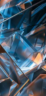 Abstract geometric design with glass and vibrant tones on a mobile wallpaper.