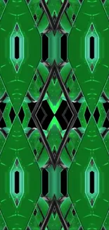 Abstract green geometric pattern wallpaper for mobile.