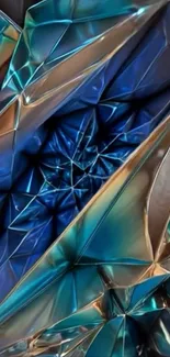 Metallic blue abstract geometric wallpaper.