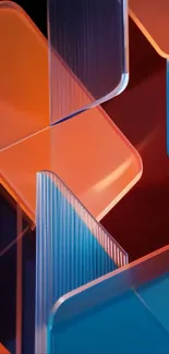 Abstract geometric wallpaper with orange and blue elements.