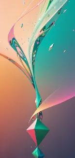 Dynamic abstract mobile wallpaper with swirling geometric shapes and vibrant colors.