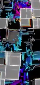 Abstract geometric 3D squares in vibrant colors.