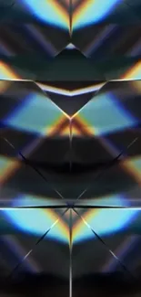 Abstract geometric wallpaper with vibrant reflections.