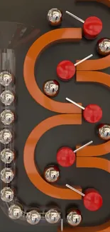 Abstract geometric wallpaper with spheres and curves.