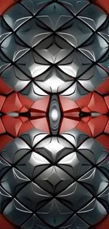 Abstract geometric phone wallpaper with red and gray patterns.