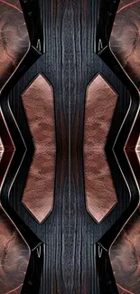 Abstract geometric art in brown tones with symmetrical design.