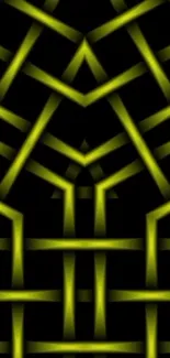 Abstract neon green geometric pattern on a dark background wallpaper.