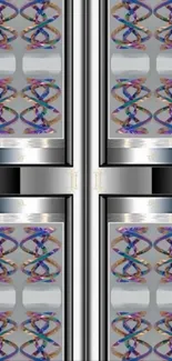 Abstract geometric pattern with colorful loops.