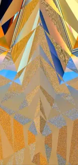 Abstract geometric wallpaper with warm colors and unique shapes.