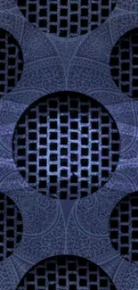 Abstract dark blue geometric pattern wallpaper.