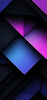Abstract geometric wallpaper with vibrant blue and pink hues.