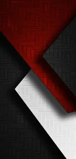 Abstract geometric wallpaper with red, black, and white design.