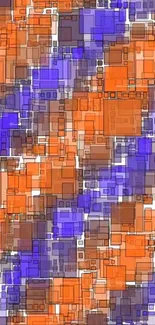 Abstract geometric wallpaper with orange and purple squares.