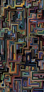 Vibrant abstract geometric phone wallpaper with colorful maze design.
