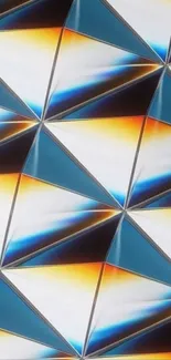 Abstract geometric wallpaper with triangular patterns in vibrant colors.