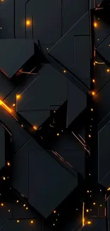 Dark geometric wallpaper with glowing accents.