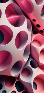 3D geometric abstract wallpaper in pink.