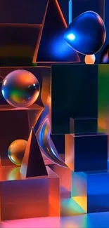 Colorful abstract geometric shapes wallpaper.