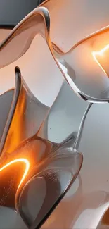 Abstract glass and light wallpaper with orange glow.