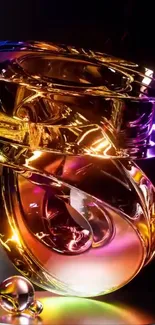 Vibrant abstract glass art with colorful reflections.