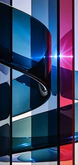 Abstract glass ribbon with vibrant hues