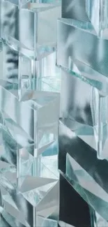Abstract ice blue glass shapes wallpaper for mobile.