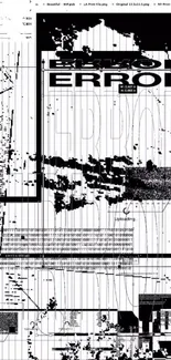 Black and white abstract glitch error design wallpaper.