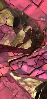 Gold and pink abstract mosaic wallpaper design.