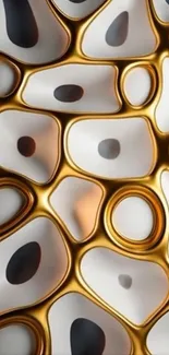 Abstract wallpaper with gold and white textures.