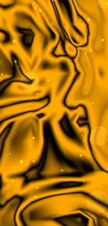 Abstract gold fluid art wallpaper with black accents.