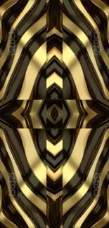 Abstract gold and black patterned wallpaper design.