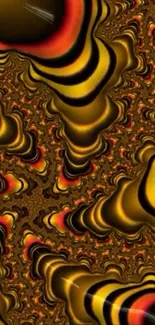 Abstract gold and orange swirl fractal wallpaper with dynamic patterns