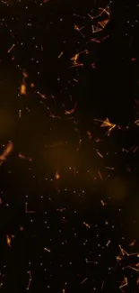 Abstract mobile wallpaper with golden particles on a dark background.