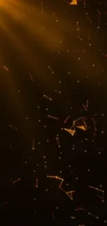 Abstract golden particles cascade on a dark cosmic background.