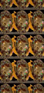 Abstract wallpaper of golden spheres creating a stunning pattern.