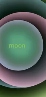 Abstract gradient circles with 'moon' text in green hues.