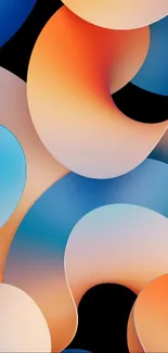 Colorful abstract gradient wallpaper with orange, blue, and black hues.