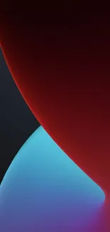 Abstract mobile wallpaper with red and blue gradient curves.