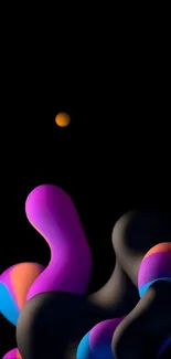 3D abstract mobile wallpaper with vibrant gradients on a black background.