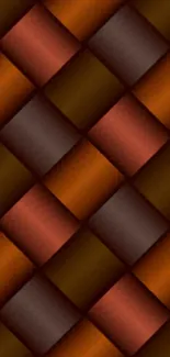 Abstract orange and brown gradient square pattern wallpaper for mobile phone.