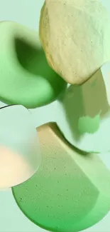 Abstract 3D green shapes wallpaper for phone.